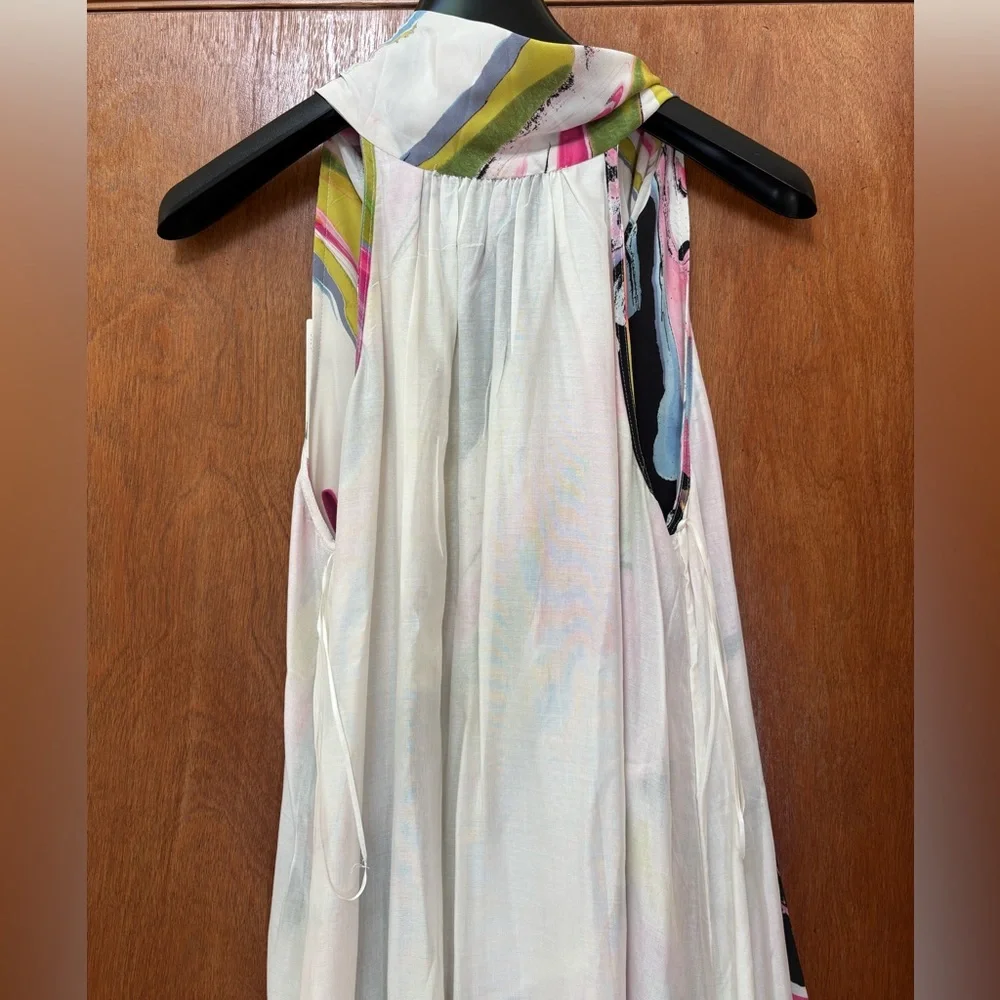 Anthropologie Multicolor Asymmetrical Shell 100% Silk Dress - Picture 13 of 16